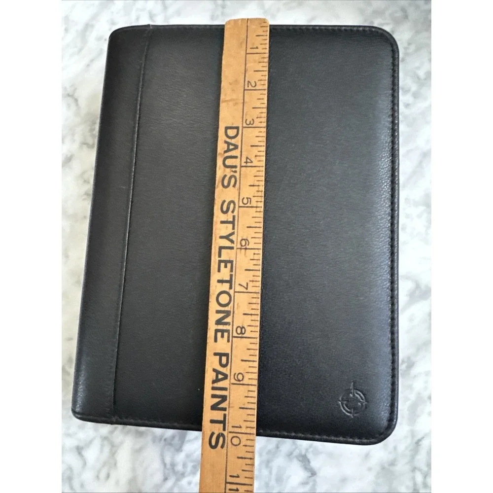 VTG 1996 Franklin Covey 7 Ring Napa Black Leather Zip Binder Style#CL 12215 EXC